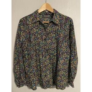 Vintage Citicraze Womens Button Up Top Large Floral Long Sleeve Cottagecore 90s
